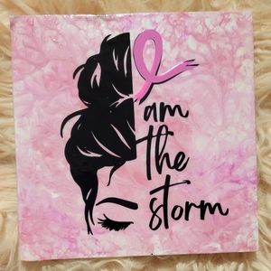 SALE! Breast Cancer Awareness Decor wall or desk 6" x 6" hand painted, original